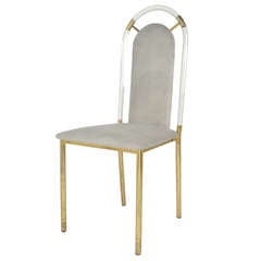 Vintage Lucite & Brass Side Chair