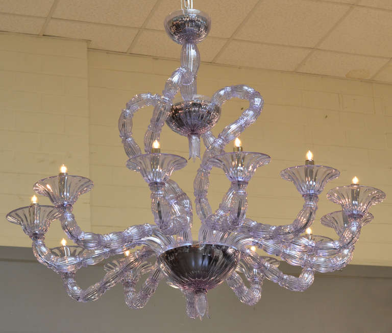 Mid-Century Modern Murano Alessandrite Glass Chandelier, Gabbiani For Sale