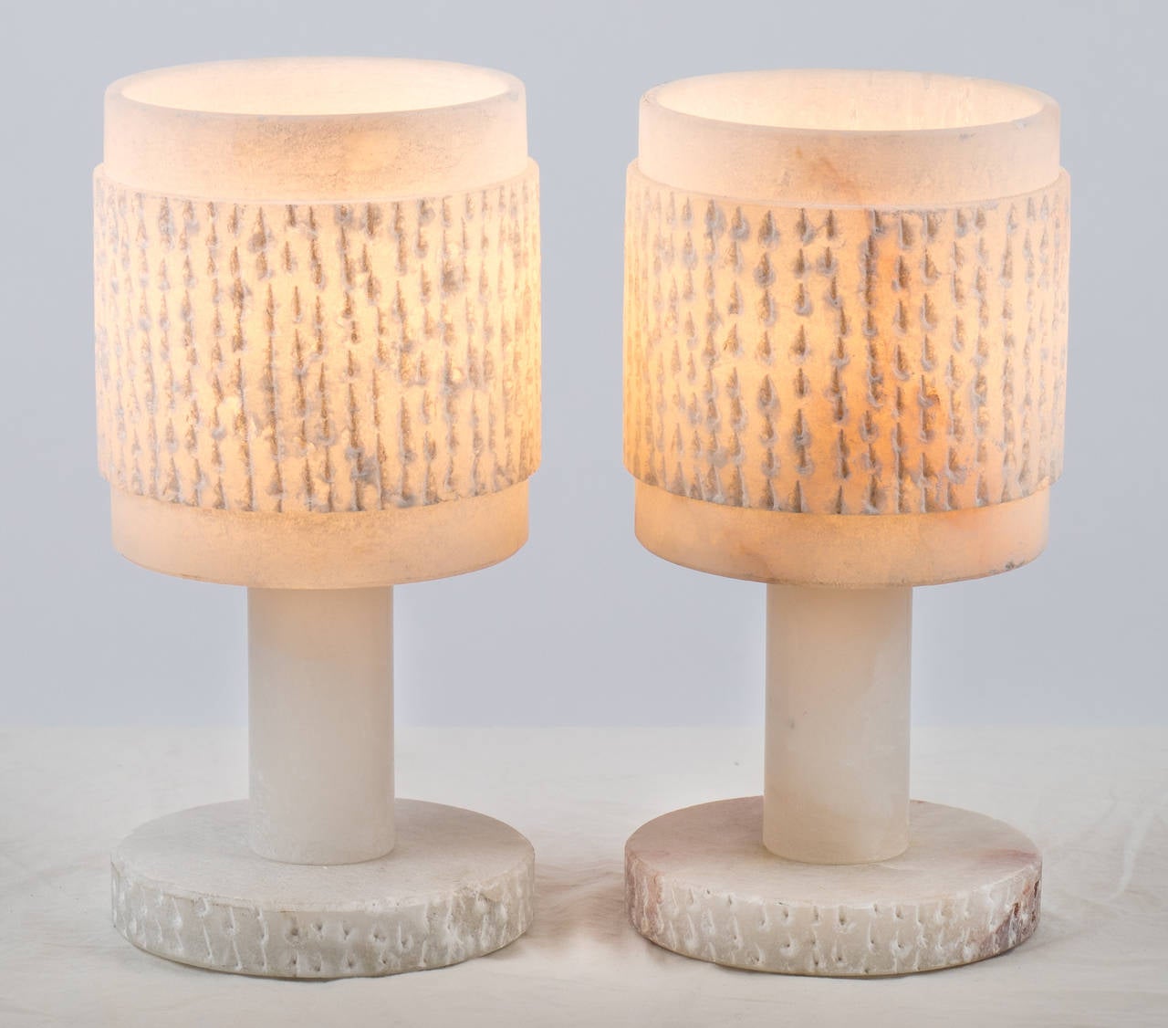 Art Deco Spanish Vintage Pair of Alabaster Table Lamps