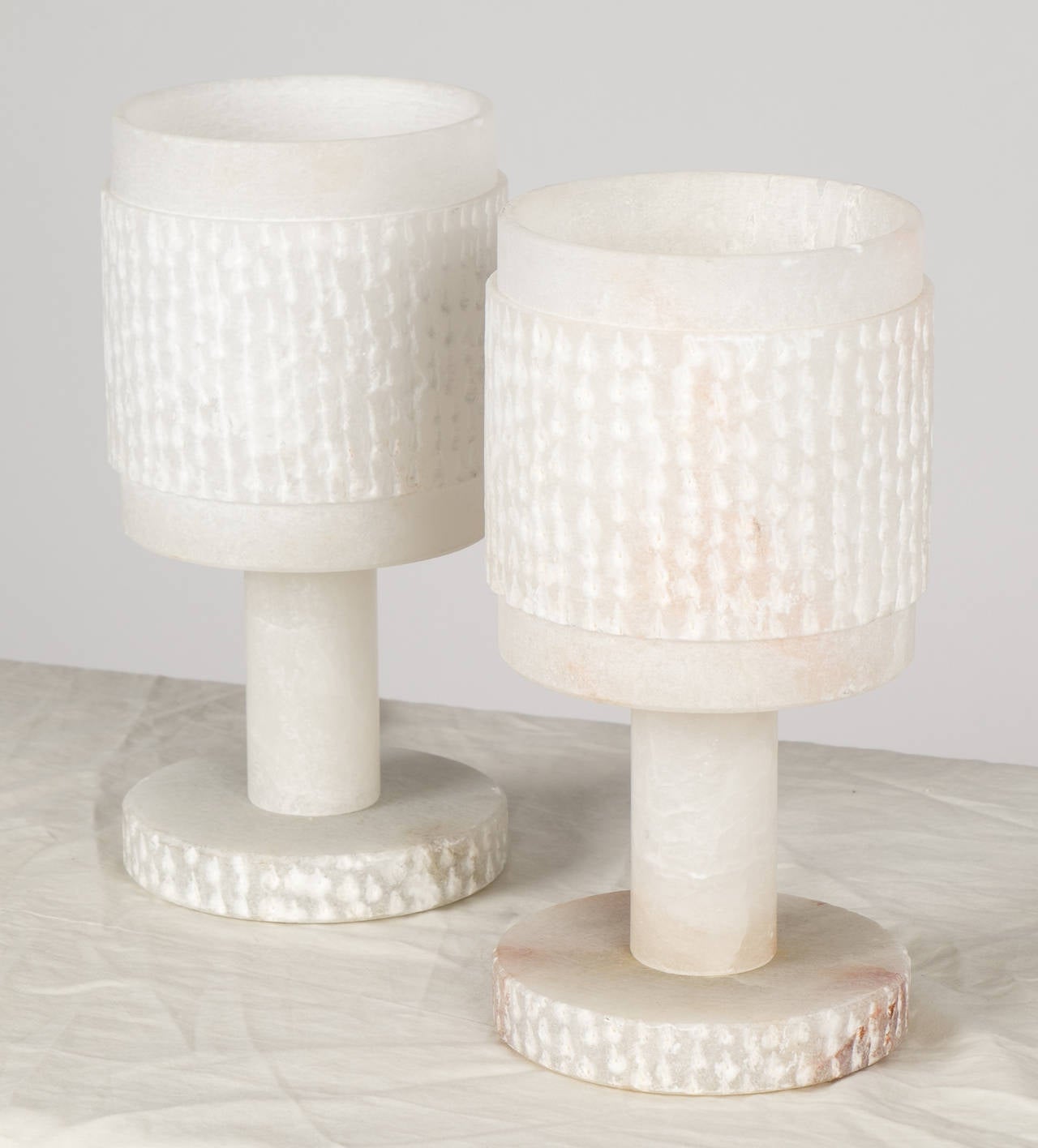 Spanish Vintage Pair of Alabaster Table Lamps In Good Condition In Austin, TX