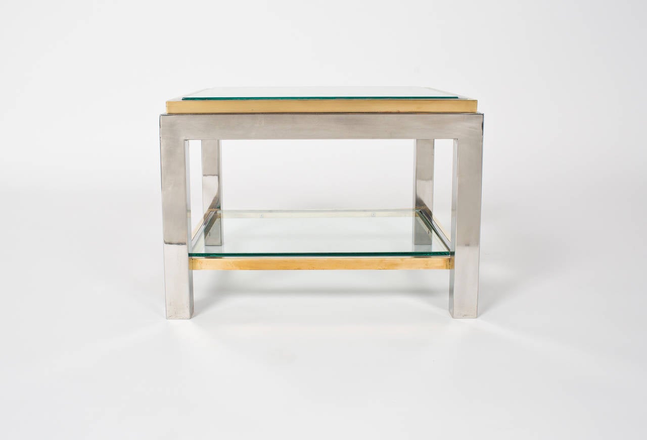 French Vintage Chrome and Brass Side Tables For Sale 1