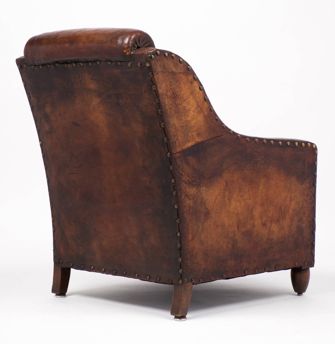 French Vintage Leather Armchair In Good Condition In Austin, TX