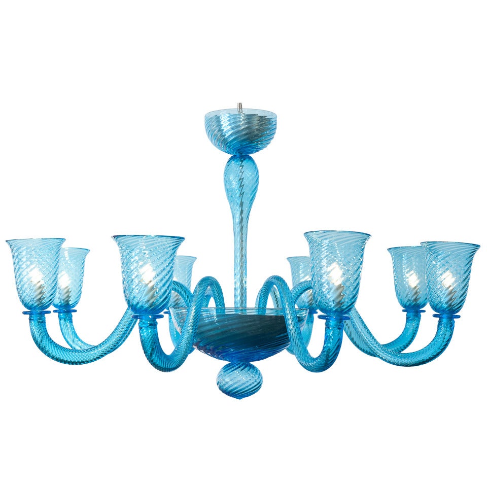 Cerulean Blue Murano Glass Chandelier