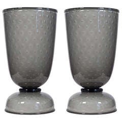 Pair of Murano Pulegoso Glass Urn Lamps