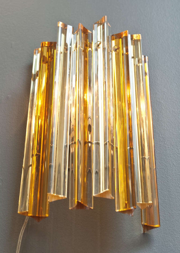 Pair of Murano Amber Glass Sconces by Venini 3