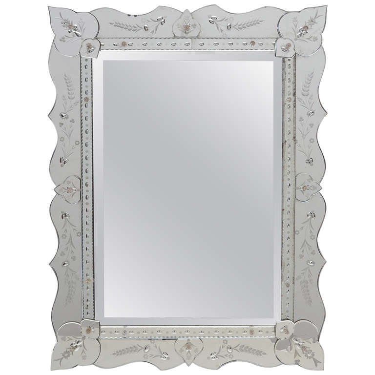 Vintage Glass Mirror at 1stdibs