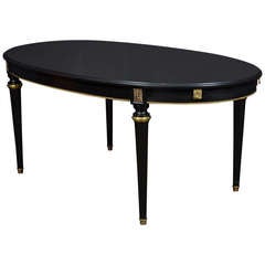 French Louis XVI Ebonized Oval Dining Table