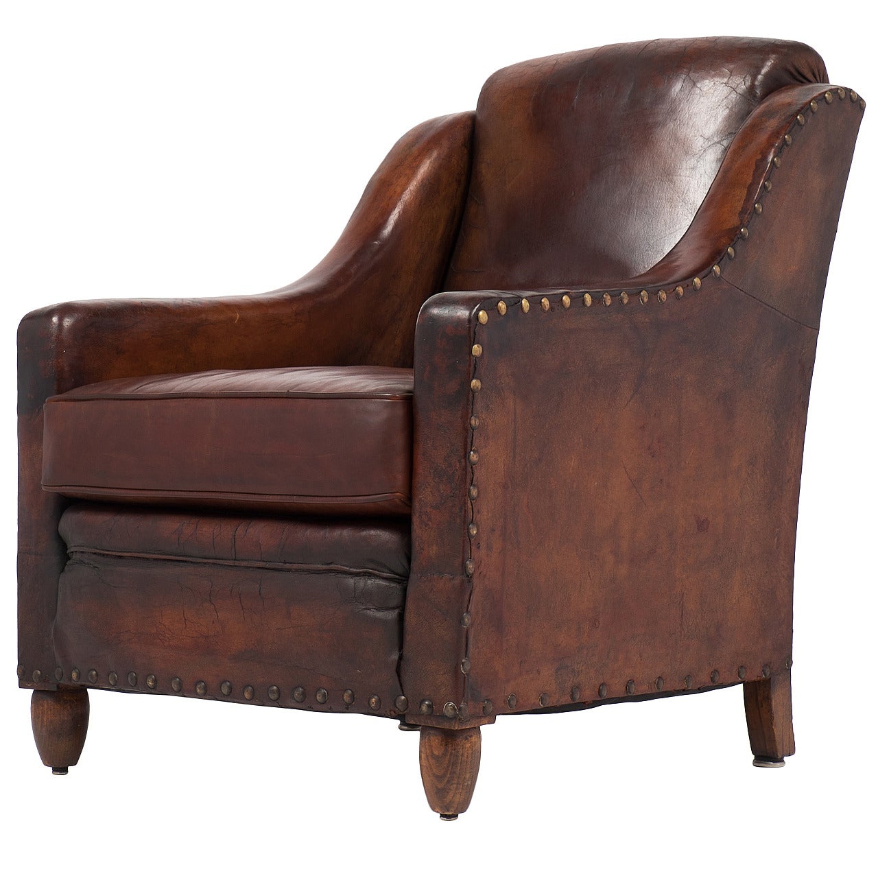 French Vintage Leather Armchair