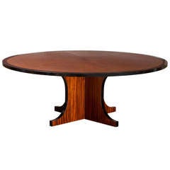 Spanish Leather Top Round Dining Table by Valenti