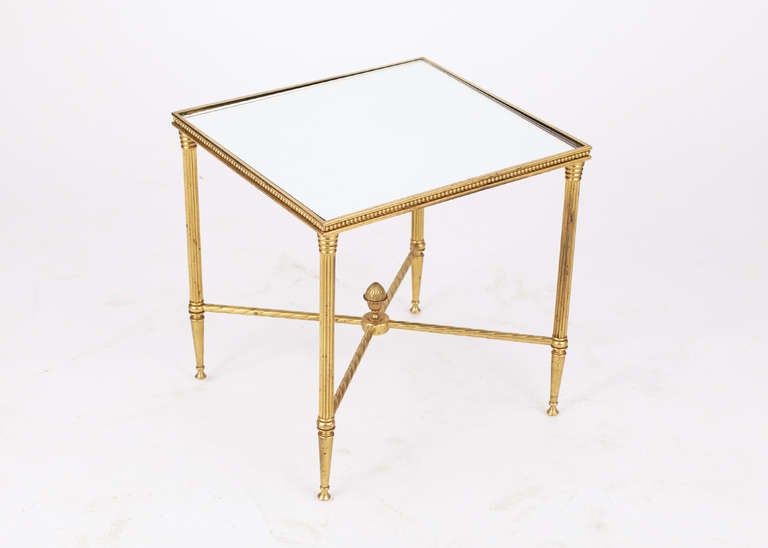 French Maison Bagues Pair of Gilt Brass Side Tables 1