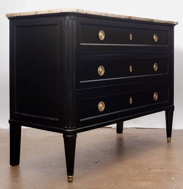 French Louis XVI Style Marble Top Chest of Drawers