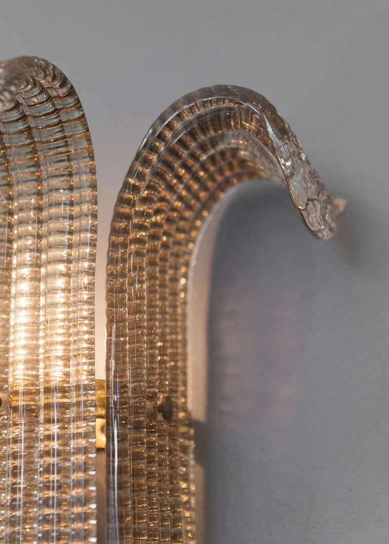 Murano Glass Murano Smoked Glass Wall Sconces by Barovier