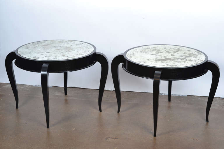 French Art Deco Pair of Mirror Top Coffee Tables In Good Condition In Austin, TX