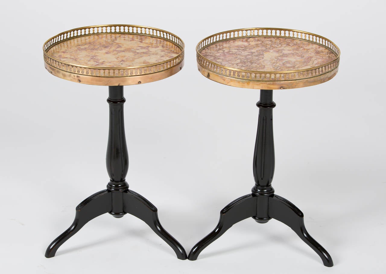 French Pair of Louis XVI Tripod Side Tables