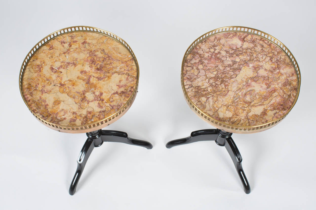 Early 20th Century Pair of Louis XVI Tripod Side Tables