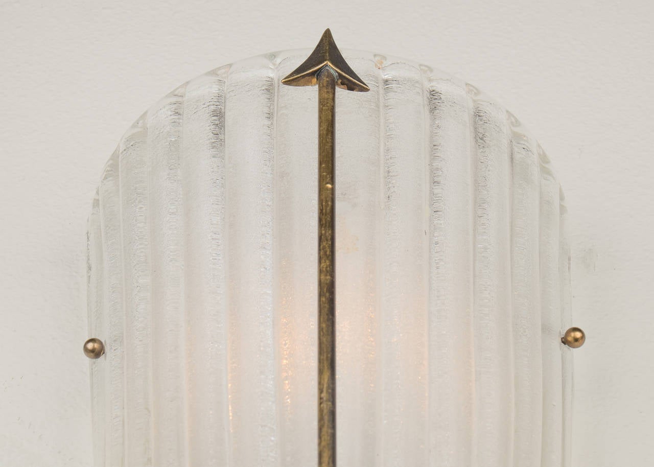 Pair of Murano Glass Sconces with Brass Arrows 2