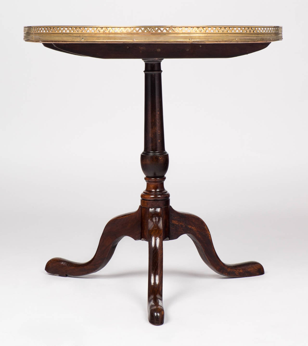 Brass French Louis XVI Marble-Top Pedestal Table