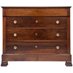 19th C. French Restoration Period Walnut Chest of Drawers