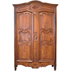 Fabulous French 18th Century Blonde Walnut Armoire