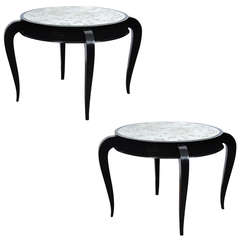 French Art Deco Pair of Mirror Top Coffee Tables
