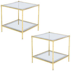 Bagues Bamboo  Pair of Side Tables