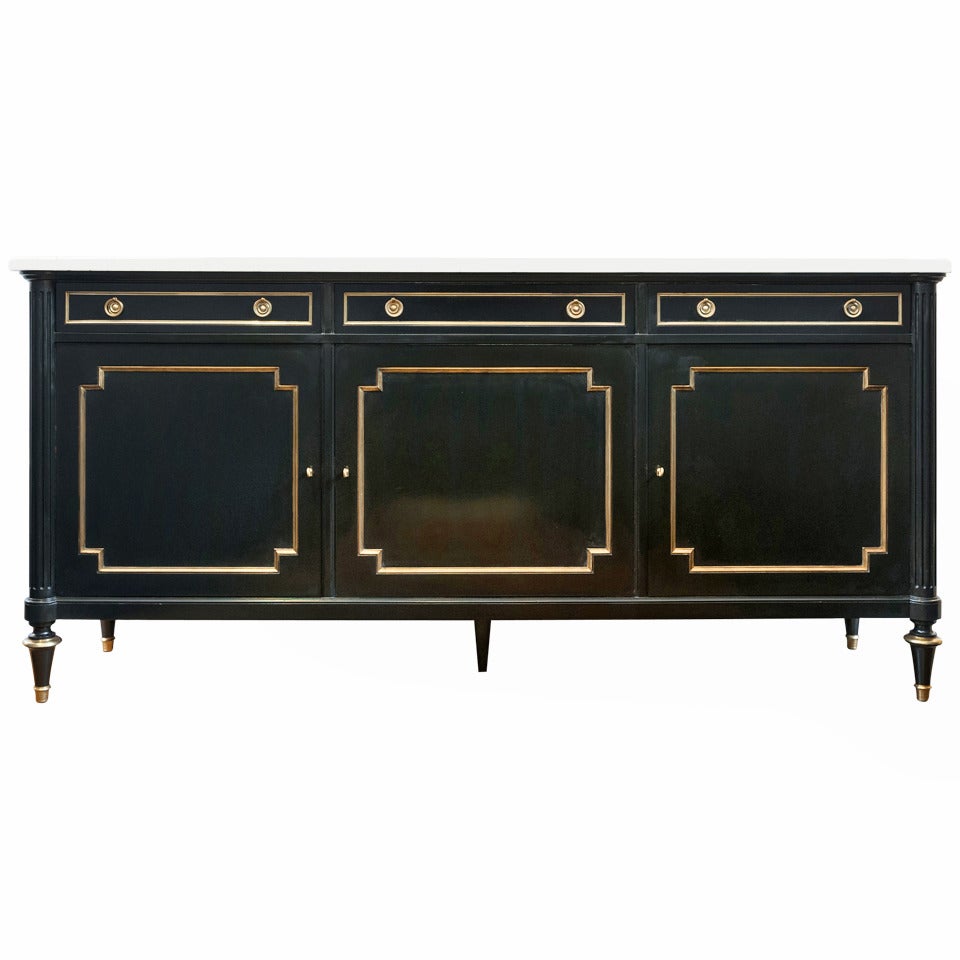 French Louis XVI Marble Top Sideboard Buffet