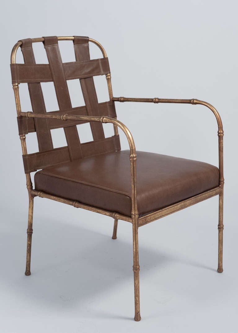 French Vintage Armchairs in the Manner of Jacques Adnet In Good Condition In Austin, TX