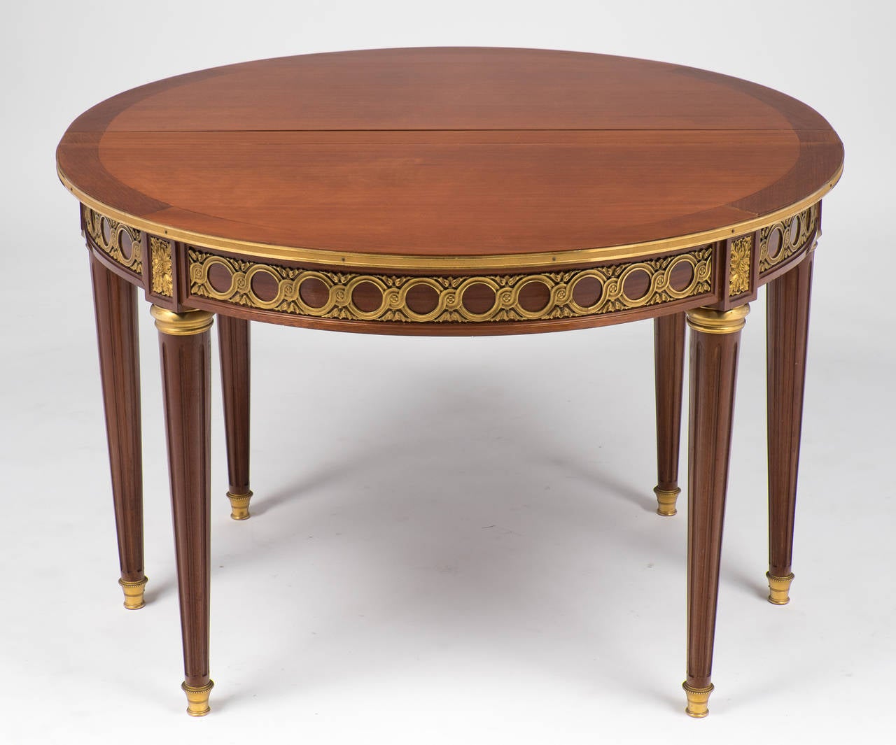 Cast French Louis XVI Drop-Leaf Demilune Table