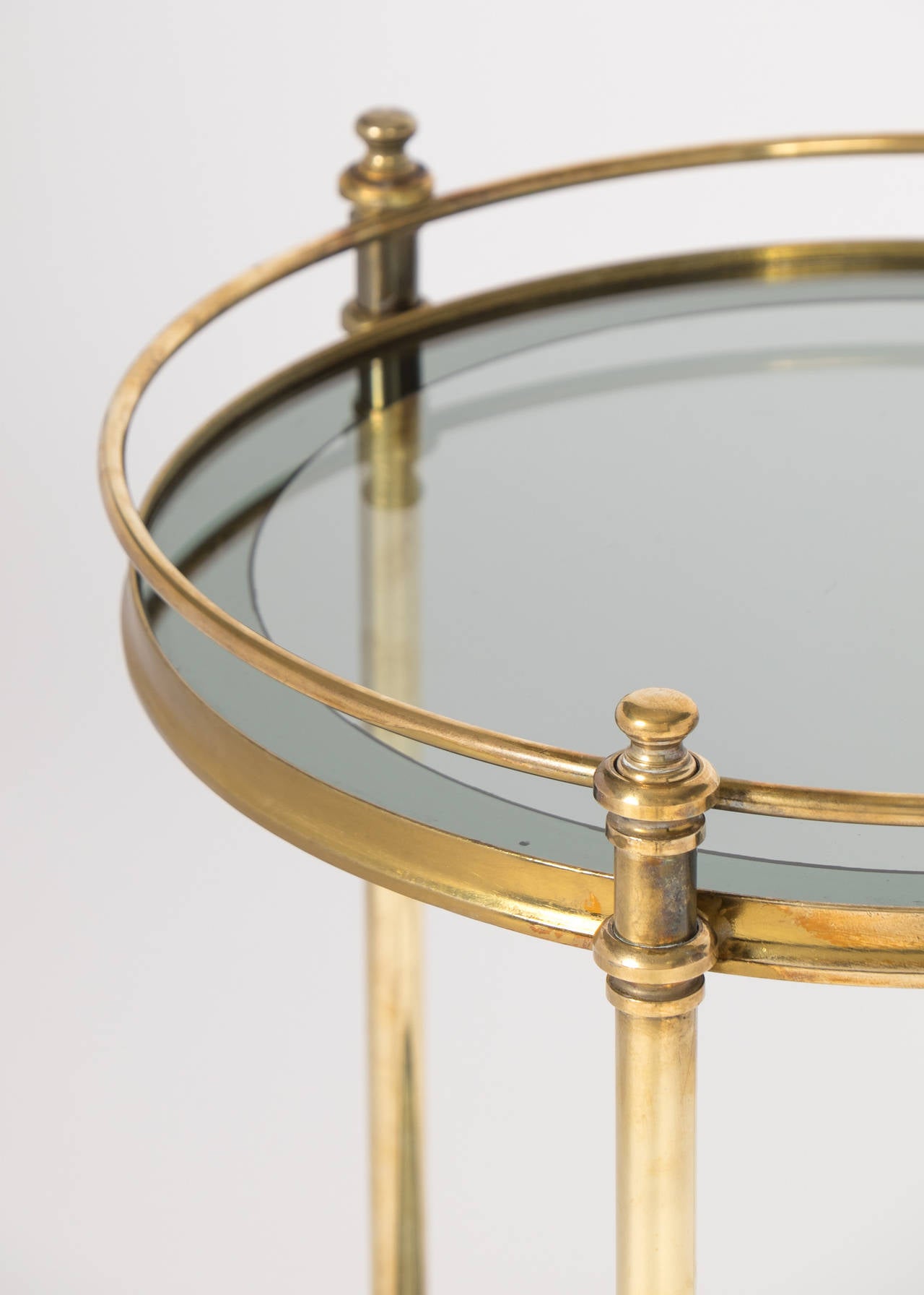 French Vintage Round Brass Bar Cart 1