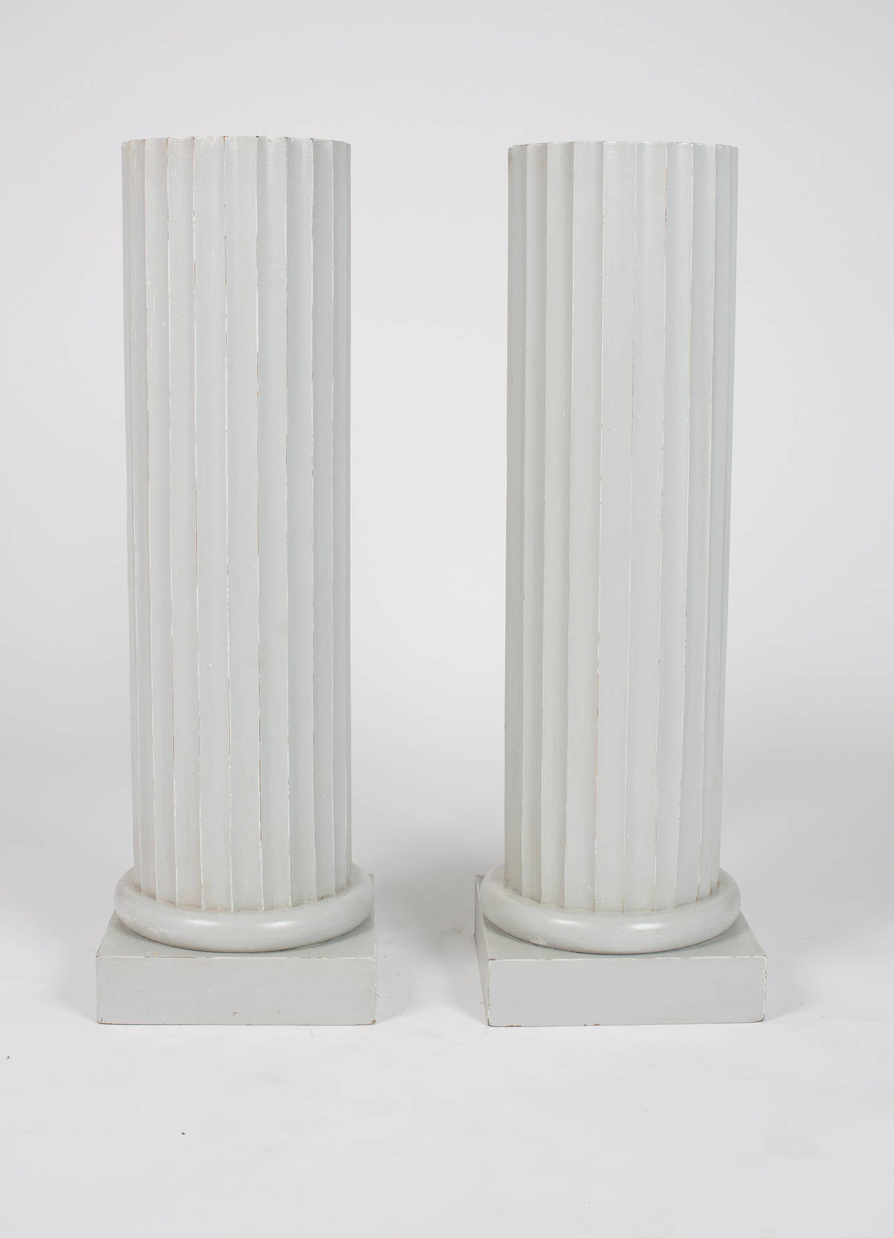 Neoclassical Antique Pair of Painted Wood Columns