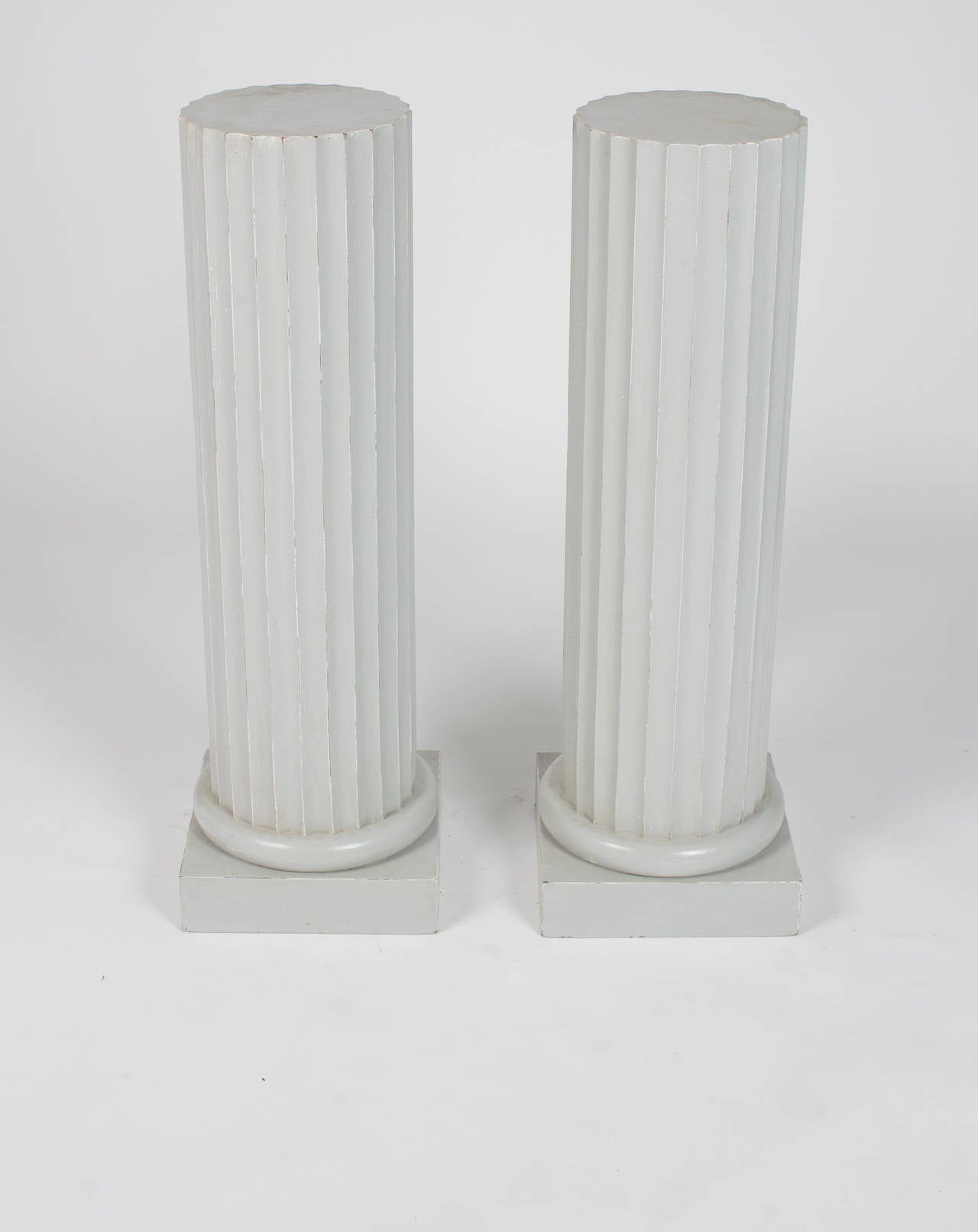 French Antique Pair of Painted Wood Columns