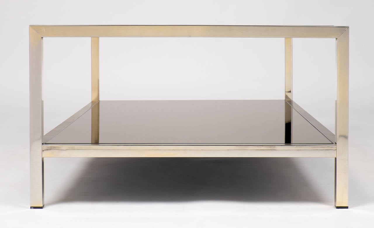 French Vintage Nickel Coffee Table at 1stDibs