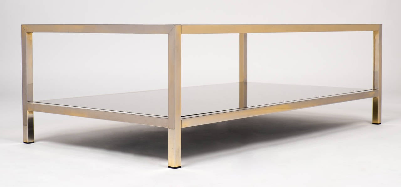 French Vintage Nickel Coffee Table at 1stDibs