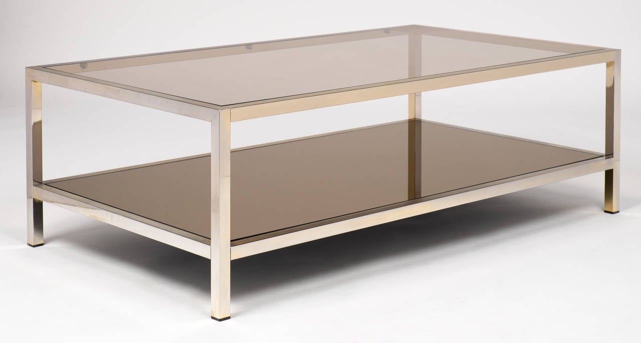 French Vintage Nickel Coffee Table at 1stDibs