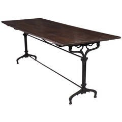 Antique Cast Iron Bistro Table with Fir Top