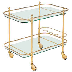 French Art Deco Gilt Brass Bar Cart