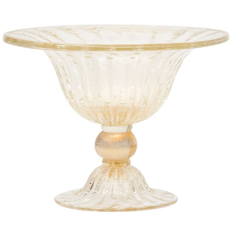 Murano "Pulegoso" Glass Pedestal Bowl at 1stDibs
