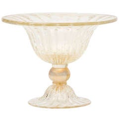Murano "Pulegoso" Glass Pedestal Bowl