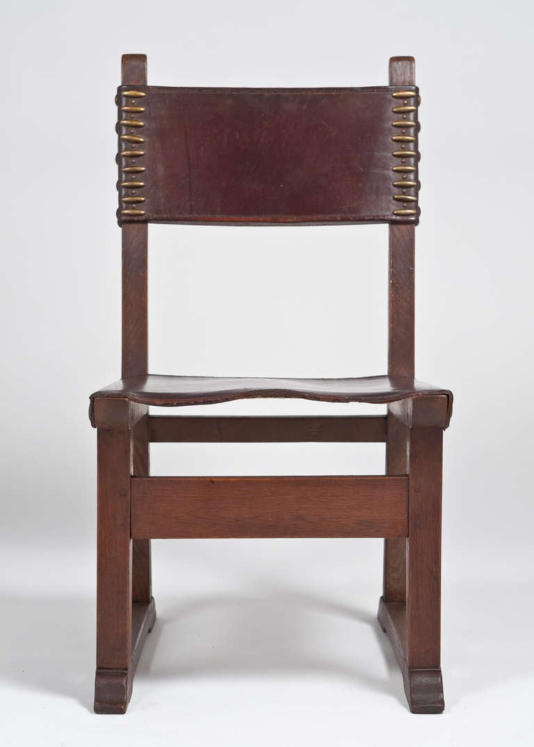 French Renaissance Leather Side Chairs