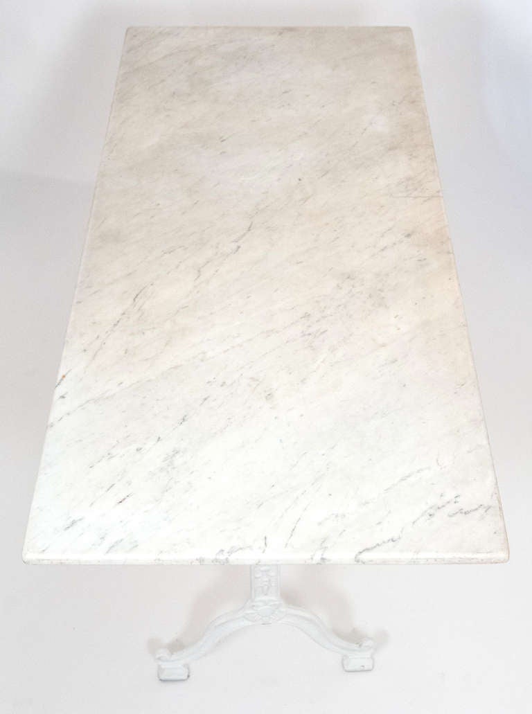 French Carrara Marble Top Bistro Table