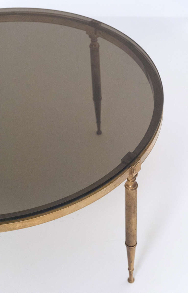 French Vintage Smoked Glass and Brass Coffee Table at 1stDibs 14c103u