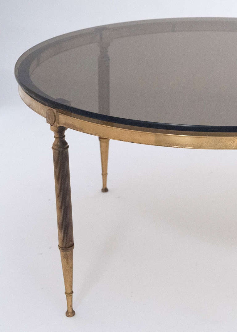 French Vintage Smoked Glass and Brass Coffee Table at 1stDibs 14c103u