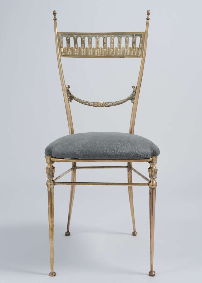 Italian Vintage Brass Chiavari Chairs In Good Condition In Austin, TX