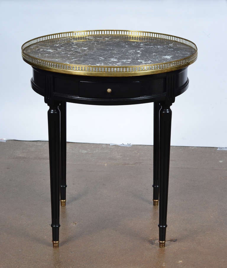 French Louis XVI Style, St. Anne Marble Top Bouillotte Table