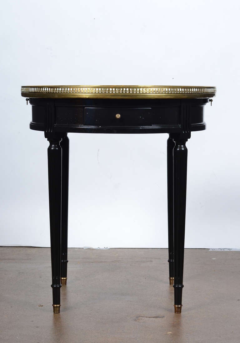 Louis XVI Style, St. Anne Marble Top Bouillotte Table In Good Condition In Austin, TX