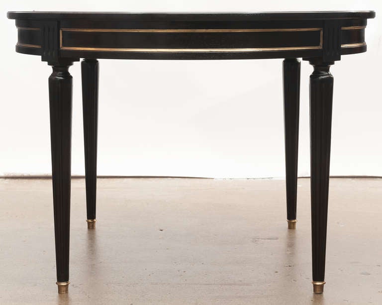 Louis XVI Leather Top Dining or Game Table In Good Condition In Austin, TX