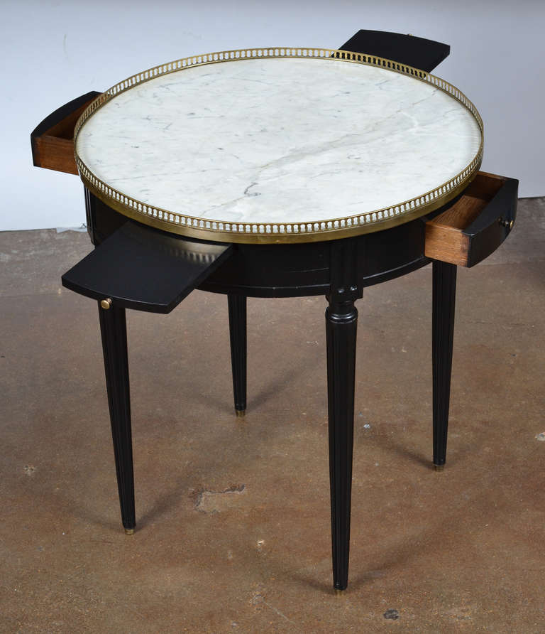 20th Century Louis XVI Carrara Marble Top Bouillotte Table