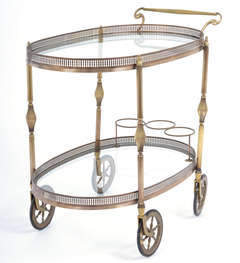 French 1940s Brass Bar Cart