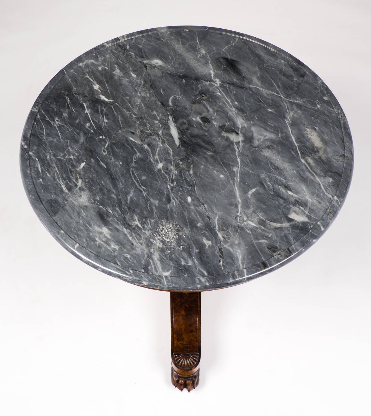 19th Century French Empire Marble-Top Guéridon with Claw Feet