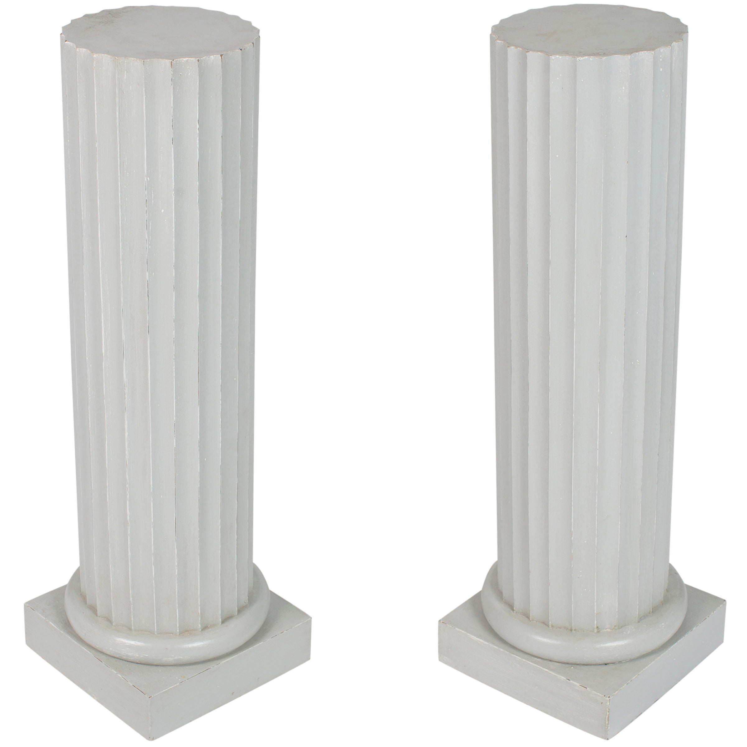 Antique Pair of Painted Wood Columns